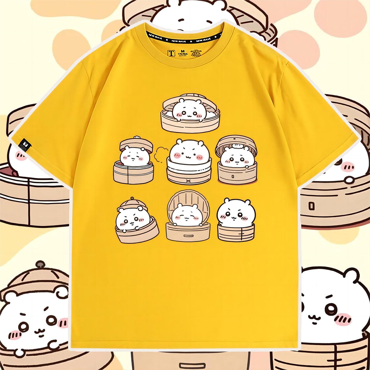 人気キャラ プリント トップス 肉まん ユニセックス 半袖Ｔシャツ