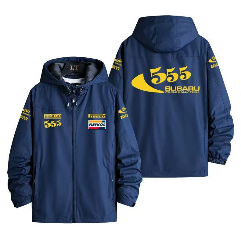 スポーツ＆カルチャー プリント スポンサー風プリント 555 メンズ 防風 防寒 レーシングジャケット