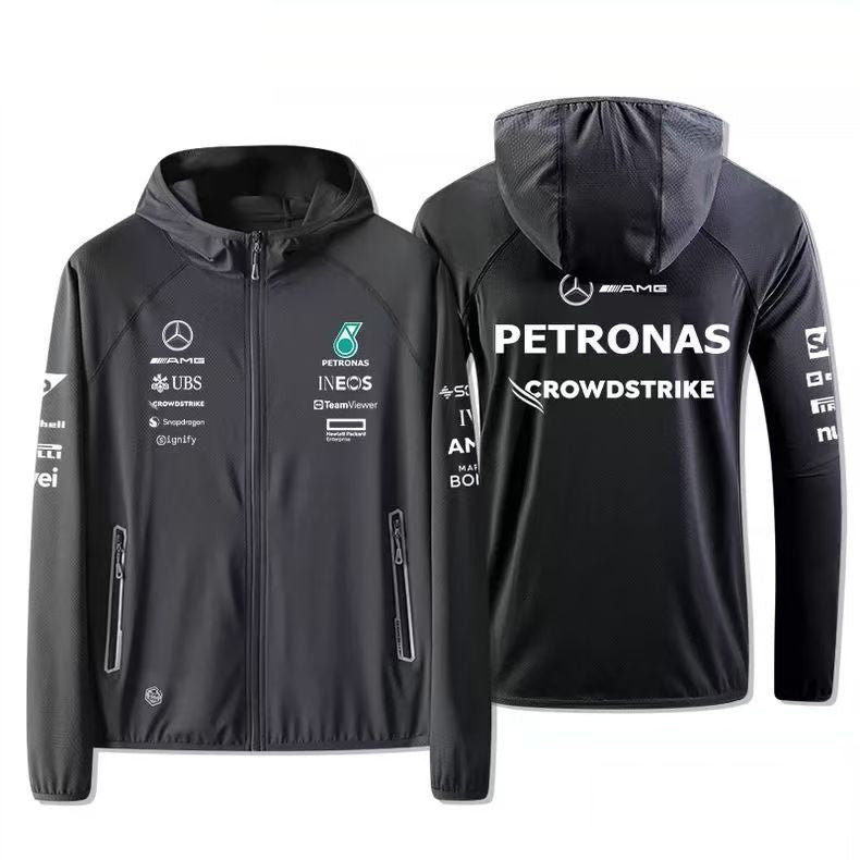 スポーツ＆カルチャー プリント F1モータースポーツ風 薄手 メンズ バイク用 UVカットジャケット