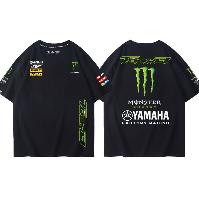 スポーツ＆カルチャー プリント トップス  レーシングロゴ クール系 ユニセックス 半袖Tシャツ