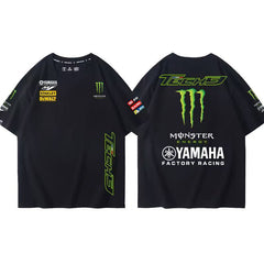 スポーツ＆カルチャー プリント トップス  レーシングロゴ クール系 ユニセックス 半袖Tシャツ
