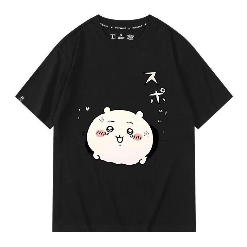 人気キャラ プリント トップス 興奮した気持ち ユニセックス 半袖Ｔシャツ