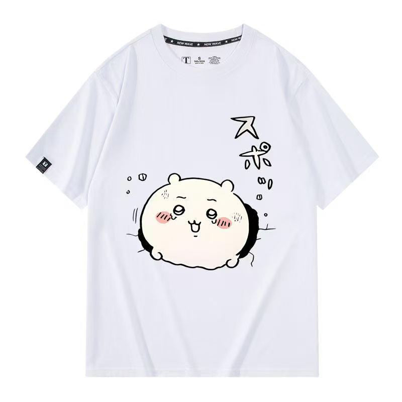 人気キャラ プリント トップス 興奮した気持ち ユニセックス 半袖Ｔシャツ