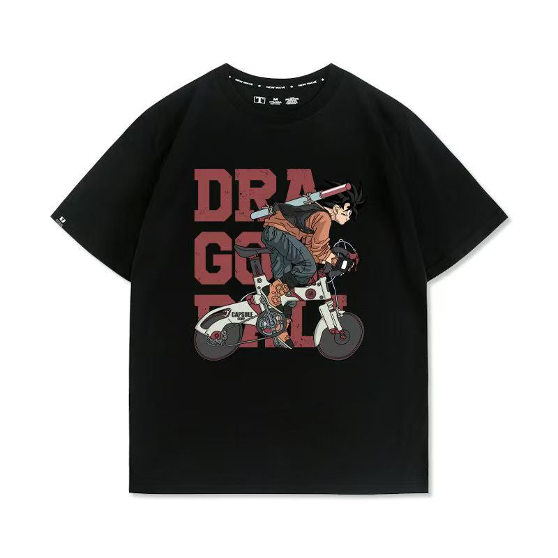 人気キャラ プリント トップス  自転車に乗る ユニセックス 半袖Ｔシャツ