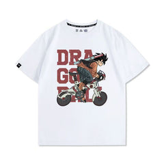 人気キャラ プリント トップス  自転車に乗る ユニセックス 半袖Ｔシャツ
