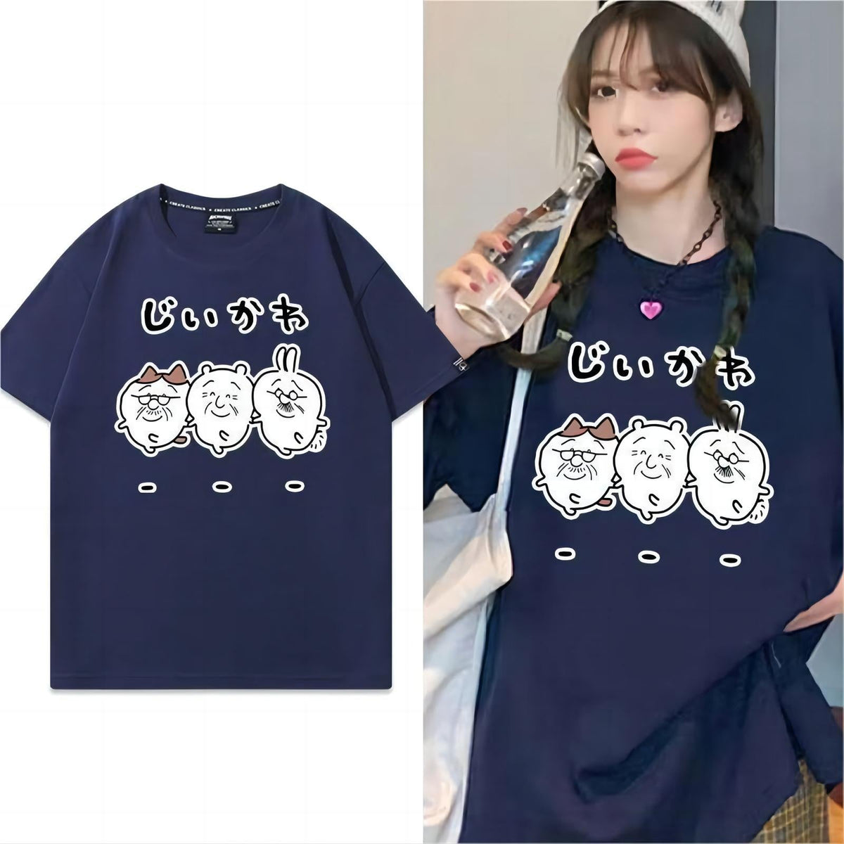 人気キャラ プリント トップス じいさん ユニセックス 半袖Ｔシャツ