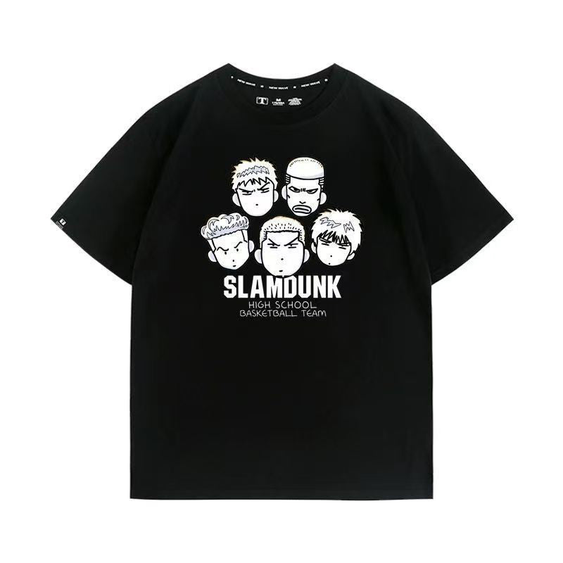 人気キャラ プリント トップス バスケチーム ユニセックス 半袖Ｔシャツ