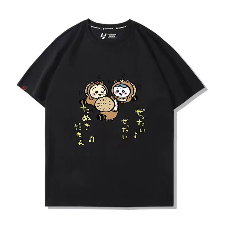 人気キャラ プリント トップス たぬきだもん ユニセックス 半袖Ｔシャツ