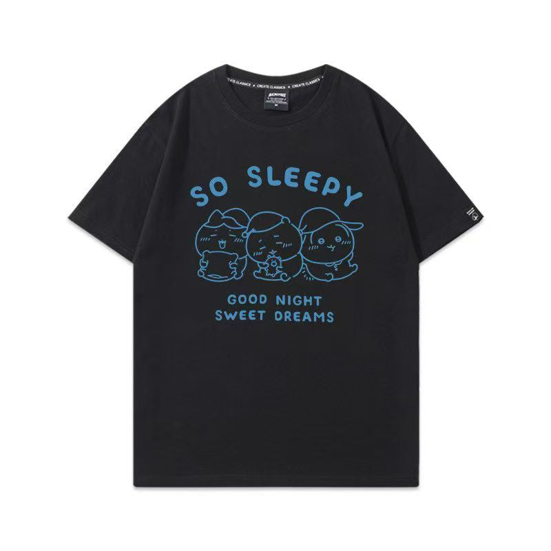 人気キャラ プリント トップス GOOD NIGHT ユニセックス 半袖Ｔシャツ