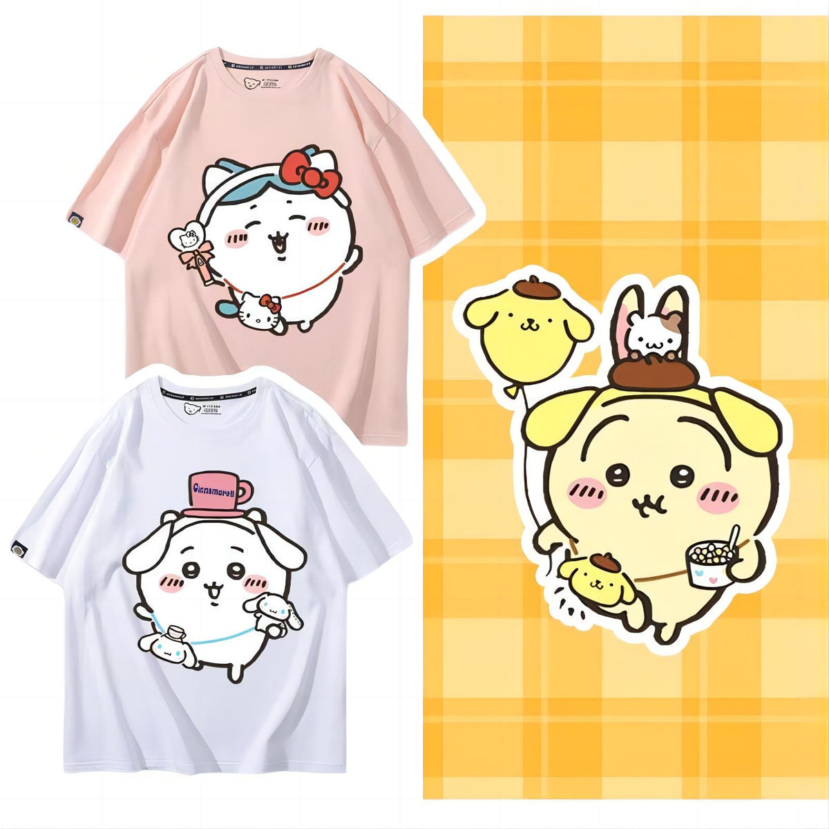 人気キャラ プリント トップス 可愛いショルダーバッグ ユニセックス 半袖Ｔシャツ
