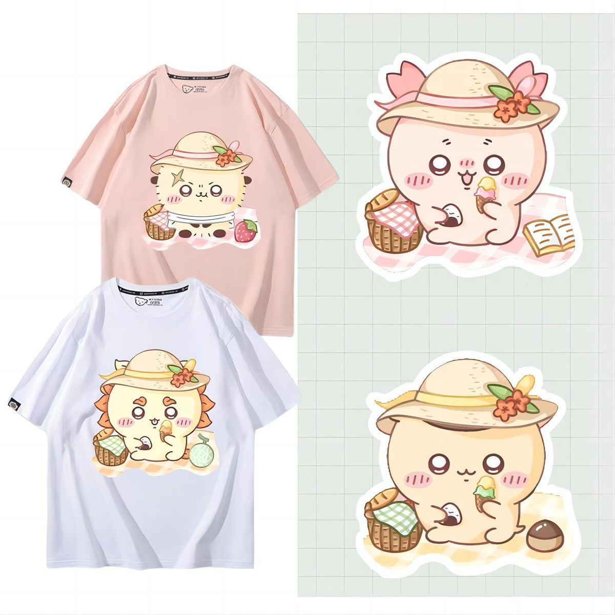 人気キャラ プリント トップス ピクニックのひととき ユニセックス 半袖Ｔシャツ