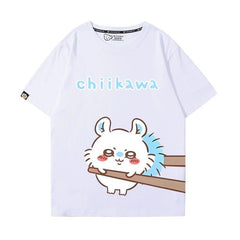 人気キャラ プリント トップス 箸で挟まれる ユニセックス 半袖Ｔシャツ