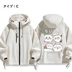 人気キャラ プリント ジャケット 4コマ 日常 ユニセックス プリント カジュアル アウター