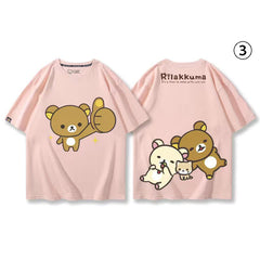 人気キャラ プリント クマプリント×半袖 綿素材 キュートデザイン ユニセックス Tシャツ