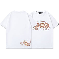 人気キャラ プリント トップス たぬき ユニセックス 半袖Ｔシャツ
