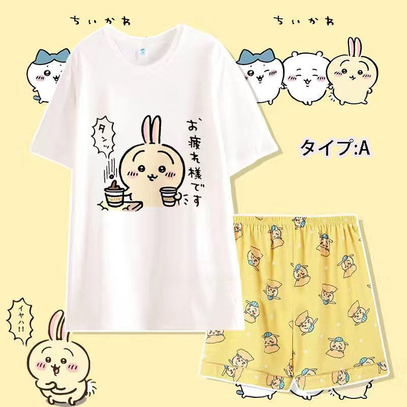 人気キャラ プリント パジャマ まいにちの日常 ユニセックス セットアップ