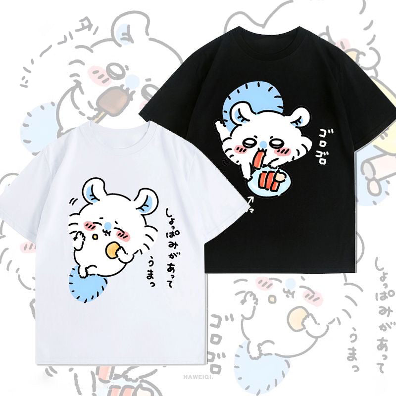 人気キャラ プリント トップス 食いしん坊 ユニセックス 半袖Ｔシャツ