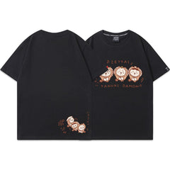 人気キャラ プリント トップス たぬき ユニセックス 半袖Ｔシャツ