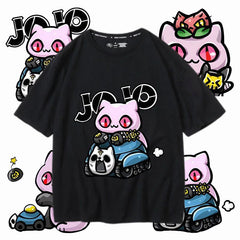 人気キャラ プリント トップス キラー・クイーン 可愛いキャット ユニセックス 半袖 Ｔシャツ