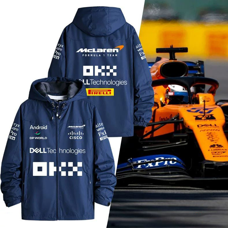 スポーツ＆カルチャー プリント F1チーム風ロゴプリント メンズ 防風 防寒 レーシングジャケット