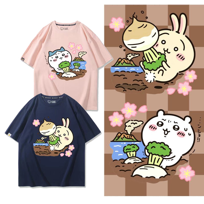 人気キャラ プリント トップス 大根を抜く ユニセックス 半袖Ｔシャツ