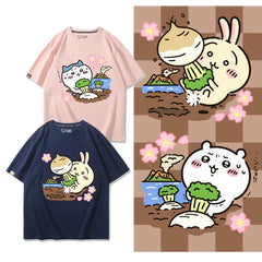 人気キャラ プリント トップス 大根を抜く ユニセックス 半袖Ｔシャツ