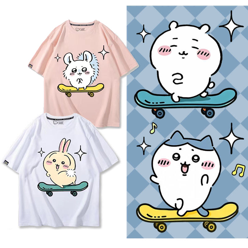 人気キャラ プリント トップス キックボード ユニセックス 半袖Ｔシャツ