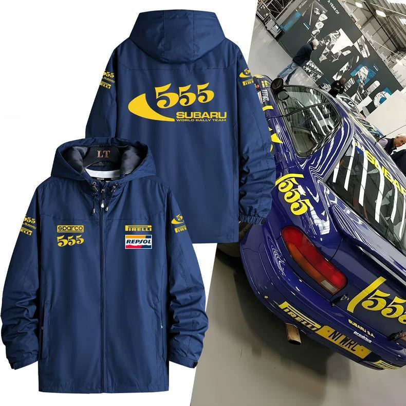 スポーツ＆カルチャー プリント スポンサー風プリント 555 メンズ 防風 防寒 レーシングジャケット
