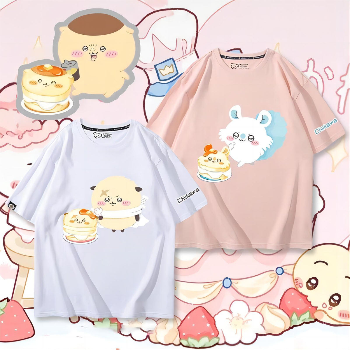 人気キャラ プリント トップス ケーキ ユニセックス 半袖Ｔシャツ