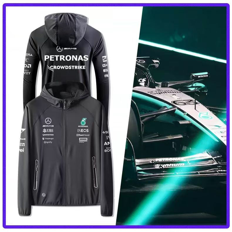 スポーツ＆カルチャー プリント F1モータースポーツ風 薄手 メンズ バイク用 UVカットジャケット