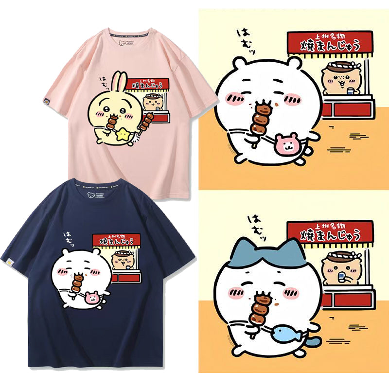 人気キャラ プリント トップス 焼きまんじゅう ユニセックス 半袖Ｔシャツ