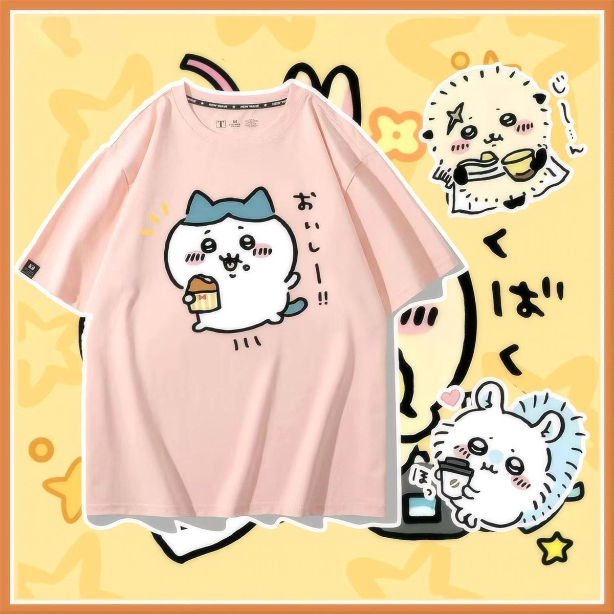 人気キャラ プリント トップス 食いしん坊の日常 ユニセックス 半袖Ｔシャツ
