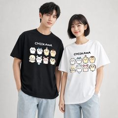 人気キャラ プリント トップス 家族写真 ユニセックス 半袖Ｔシャツ