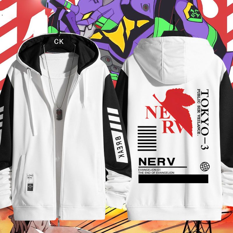 人気キャラ プリント トップス  NERV ユニセックス 防寒 暖かい 長袖 パーカー