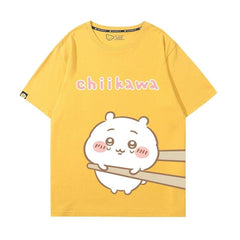 人気キャラ プリント トップス 箸で挟まれる ユニセックス 半袖Ｔシャツ