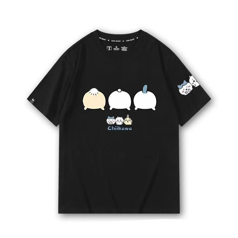 人気キャラ プリント トップス お尻を振る ユニセックス 半袖Ｔシャツ