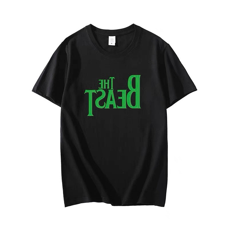 人気キャラ プリント トップス THE BEAST ユニセックス 半袖Ｔシャツ