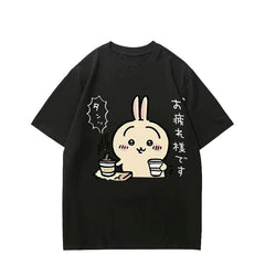 人気キャラ プリント トップス お疲れ様です ユニセックス 半袖Ｔシャツ