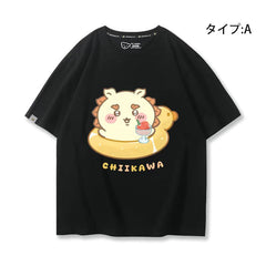 人気キャラ プリント トップス 浮き輪 ユニセックス 半袖Ｔシャツ