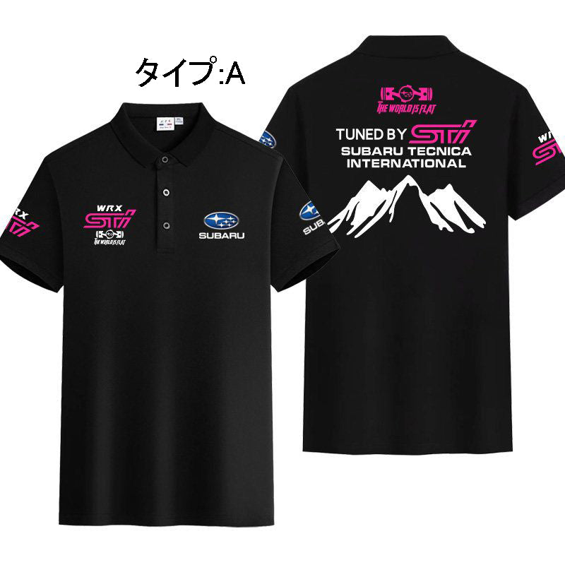 スポーツ＆カルチャー プリント トップスレーシンググラフィックプリント ユニセックス 半袖 ポロシャツ