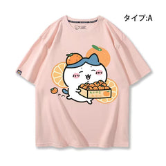 人気キャラ プリント トップス みかん ユニセックス 半袖Ｔシャツ