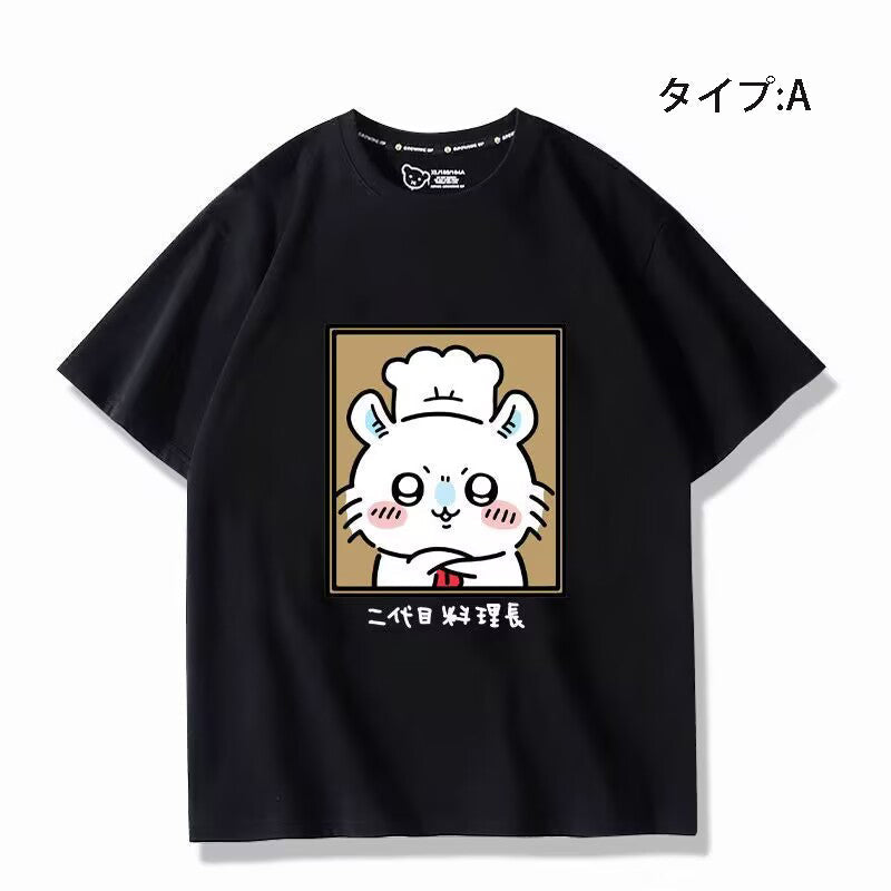 人気キャラ プリント トップス 初代と二代目料理長 ユニセックス 半袖Ｔシャツ