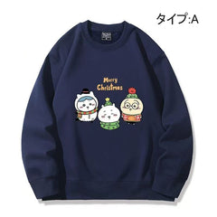 人気キャラ プリント トップス MERRY CHRISTMAS ユニセックス 長袖 スウェット