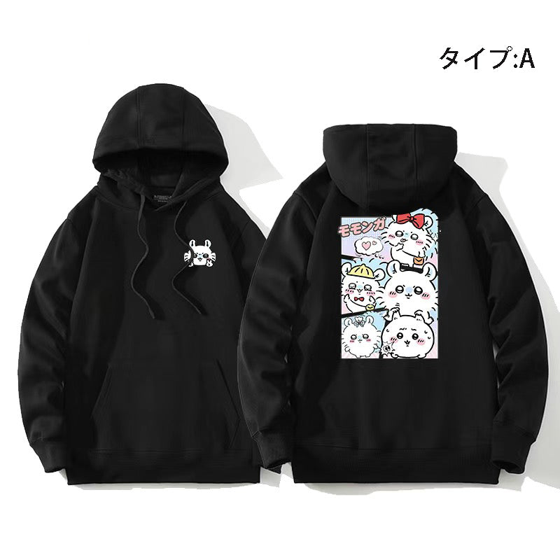 人気キャラ プリント トップス 気分屋 ユニセックス 長袖 パーカー