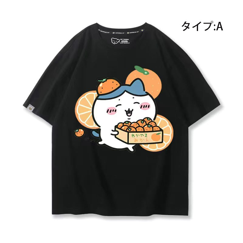 人気キャラ プリント トップス みかん ユニセックス 半袖Ｔシャツ