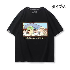 人気キャラ プリント トップス しんちゃんコスプレ ユニセックス 半袖Ｔシャツ