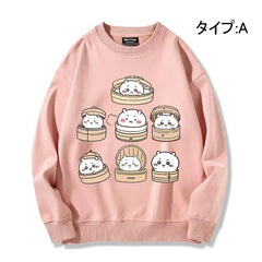 人気キャラ プリント トップス 美味しいもの ユニセックス 長袖 スウェット