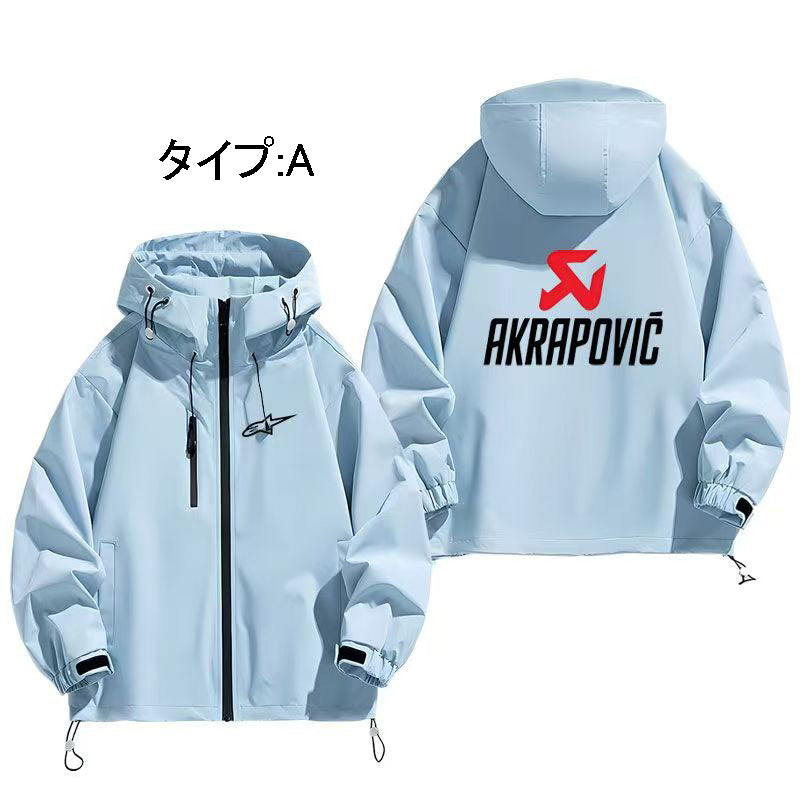 スポーツ＆カルチャー プリント レーシングロゴ風 フード付き メンズ 防風 防寒 ジャケット
