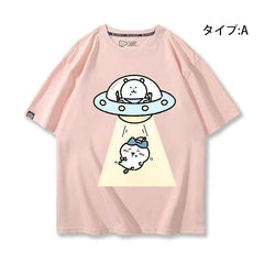 人気キャラ プリント トップス 宇宙旅行 ユニセックス 半袖Ｔシャツ