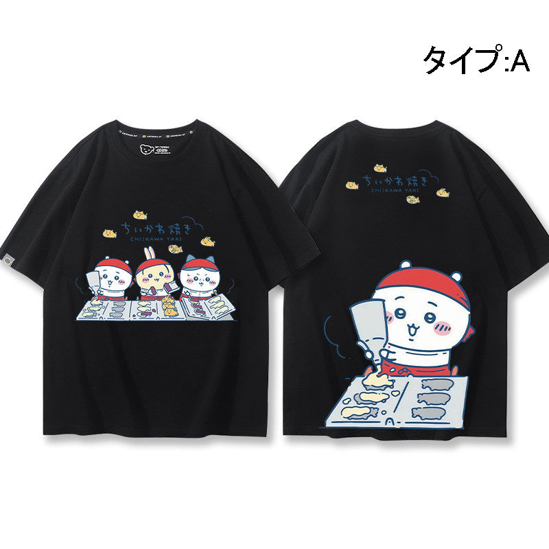 人気キャラ プリント トップス 鯛焼き ユニセックス 半袖Ｔシャツ